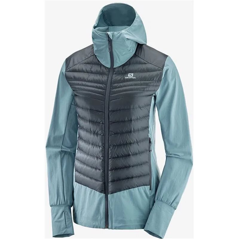 kurtka damska SALOMON HALOES DOWN HYBRID hoodie - smokey blue