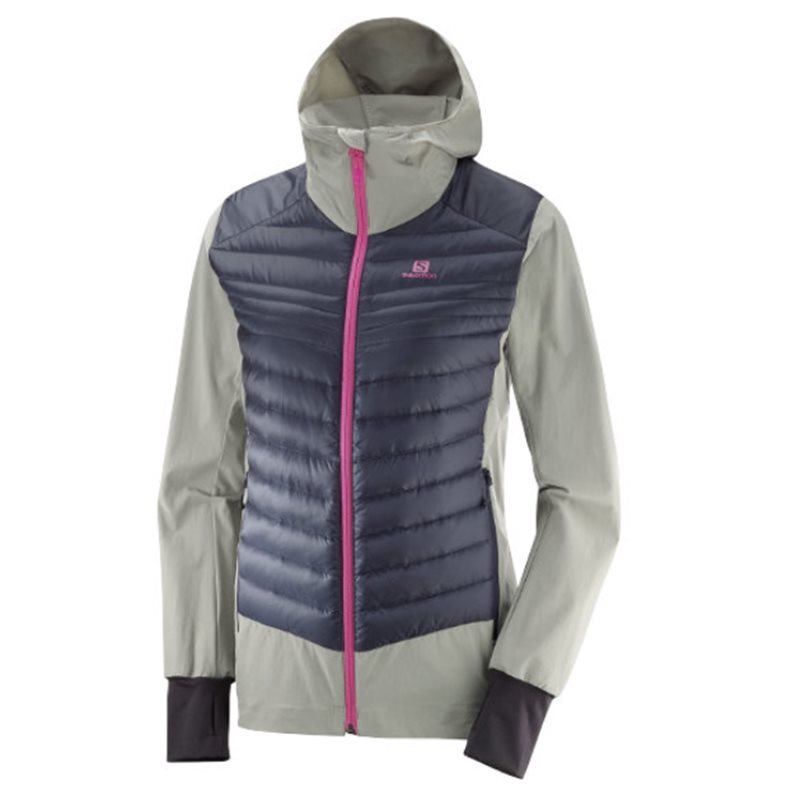 kurtka damska SALOMON HALOES DOWN HYBRID hoodie - shadow