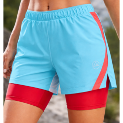 spodenki biegowe damskie La Sportiva Flow 5" short W- malibu blue/ hibiscus