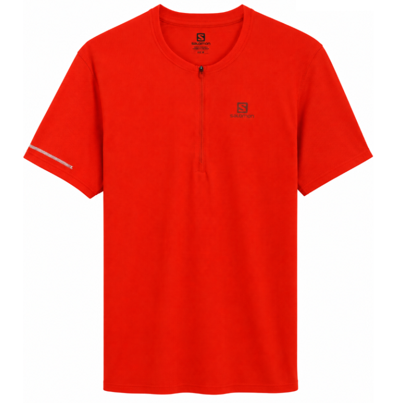 koszulka męska Salomon AGILE HZ SS Tee- fiery red